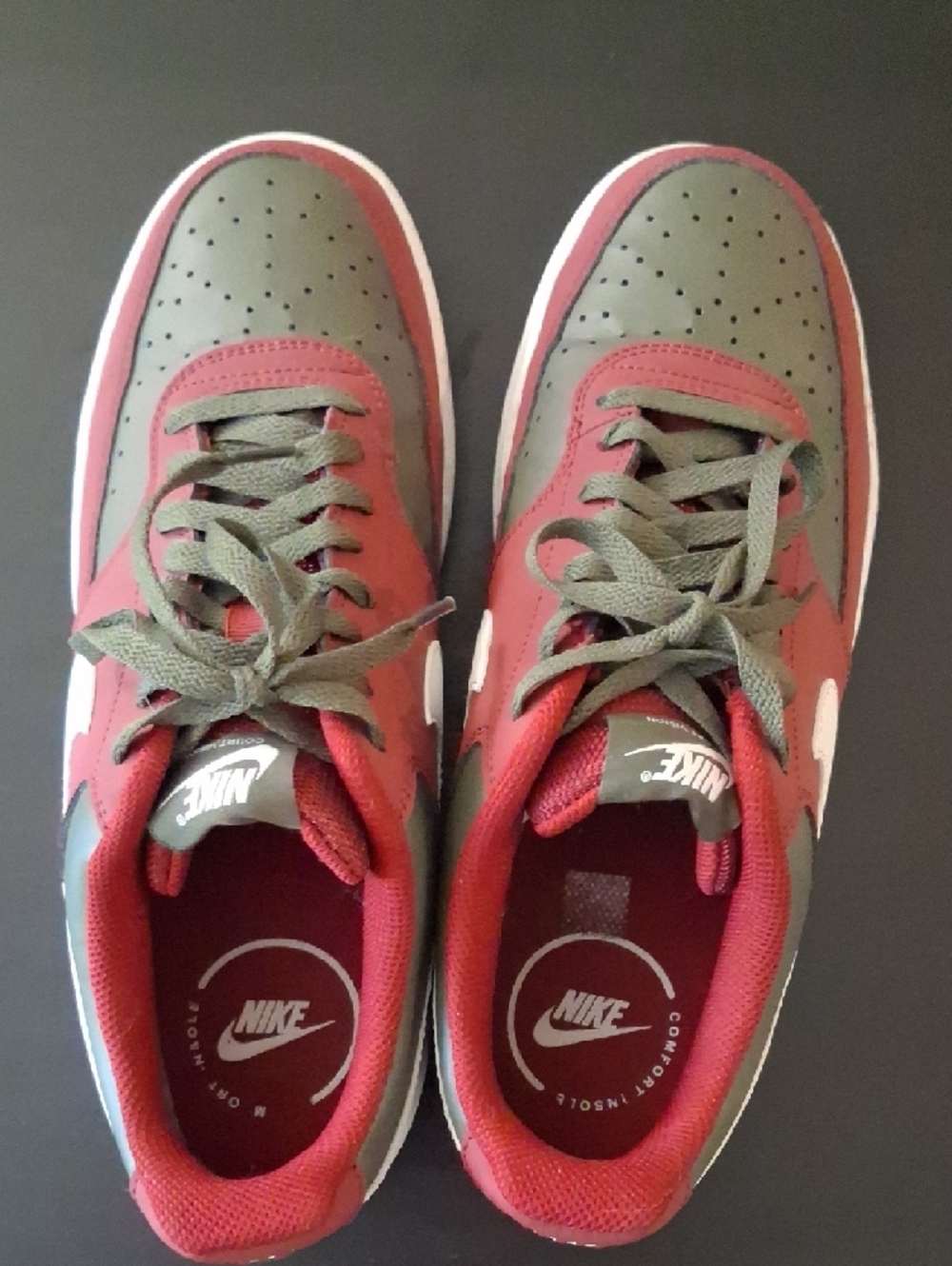 Nike Sneakers in Burgundy, Olive & White - Picture 2 of 6